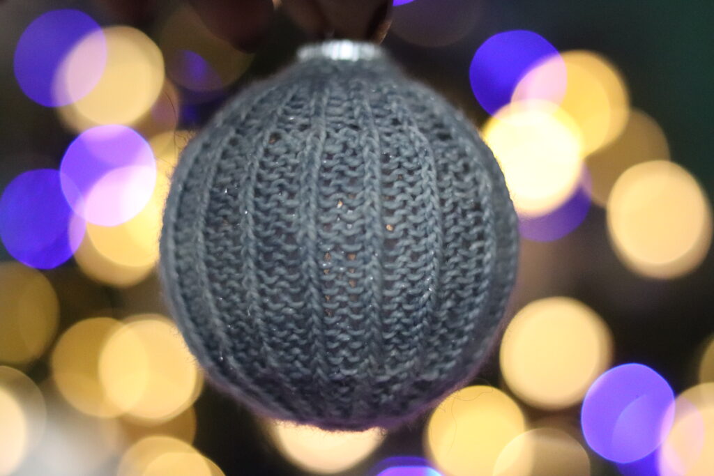 A knitted Christmas Bauble
