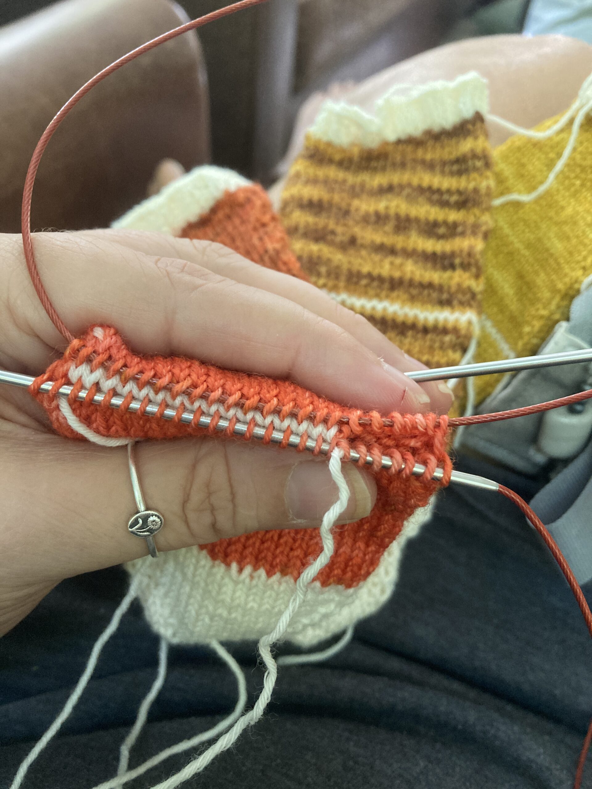 Tiny Stocking afterthought heel in progress